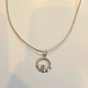 Irish Claddah Charm on Silver Rope Chain